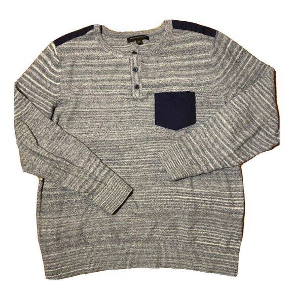 Banana Republic Other - Banana Republic Sweater Pullover Mens XL long sleeve Pocket 1/4 Button Navy Gray